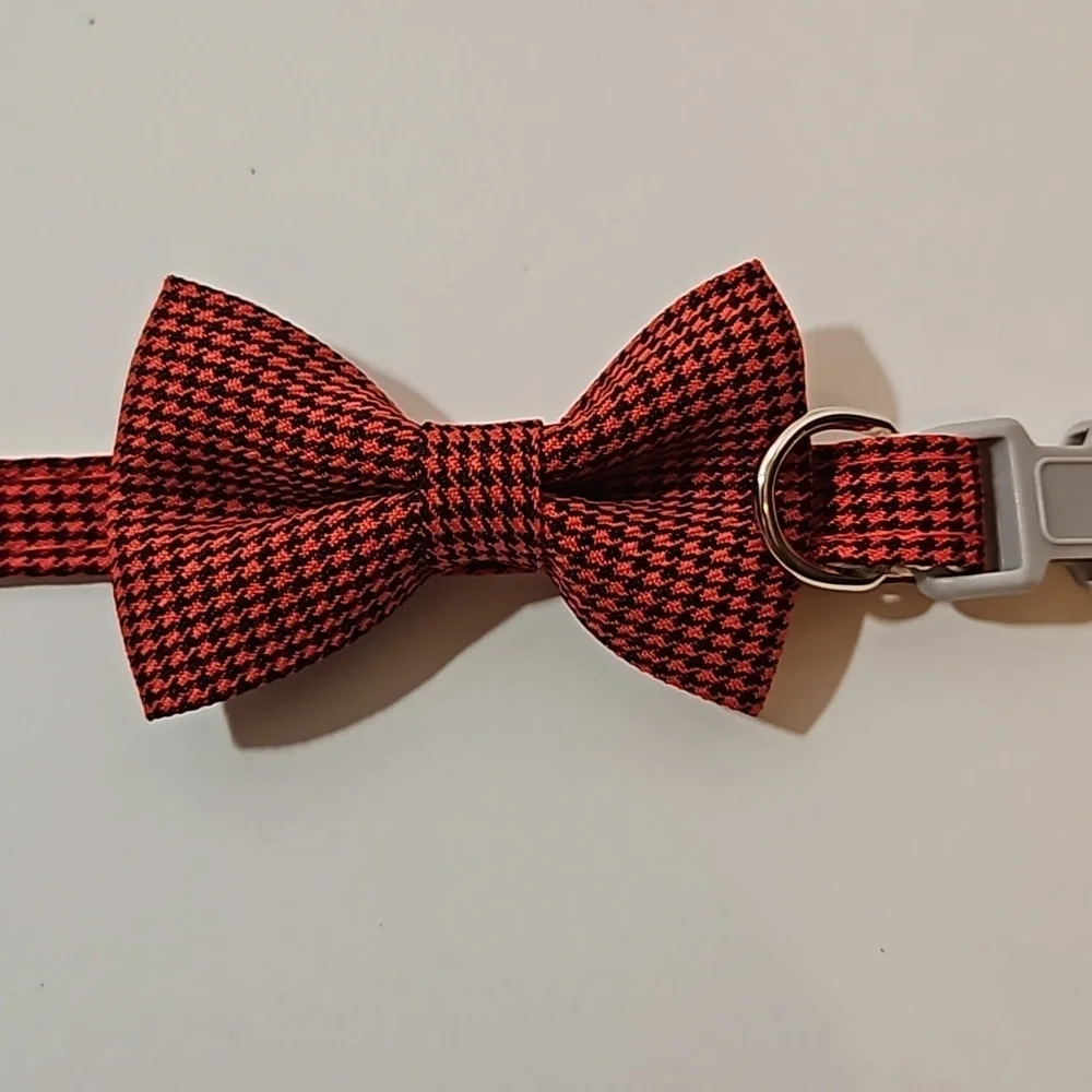 Raccolta Plastica Pet Essential Bow Collar Red Black Houndstooth pattern S-M Pet